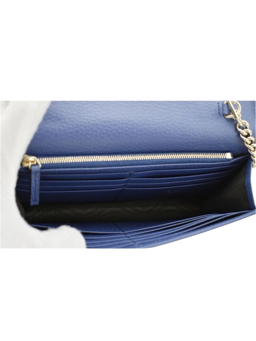 GUCCI Dollar Interlocking G Calfskin Leather Chain Wallet Crossbody Bag Blue - Picture 8 of 12